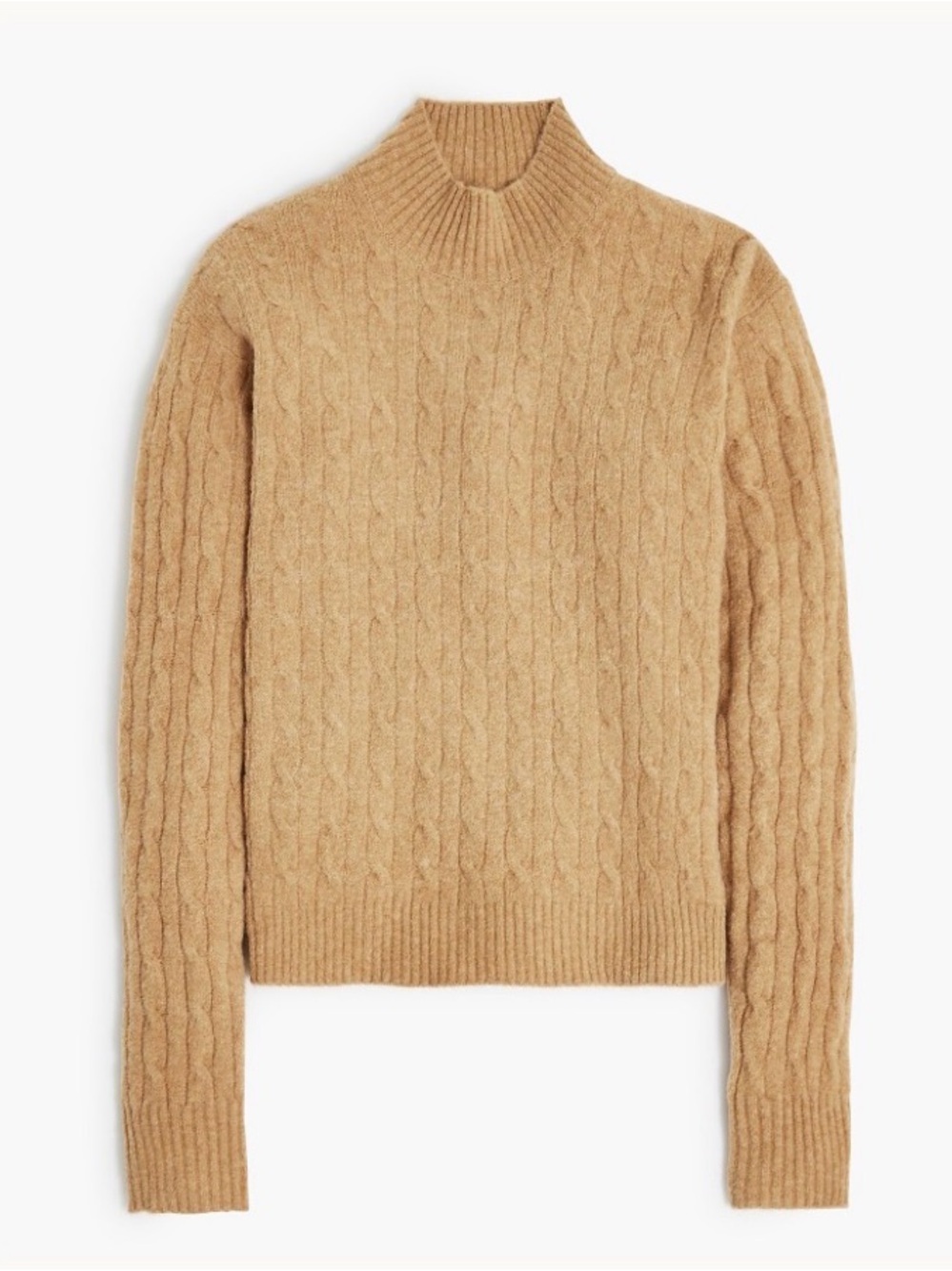J. Crew Cable-knit Mock Neck Sweater in Extra-Soft Yarn Heather Acorn